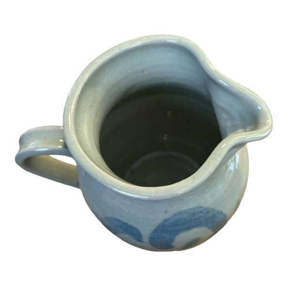 Light Gray Glazed Pottery Pitcher with Abstract Design - Picture 5 of 8